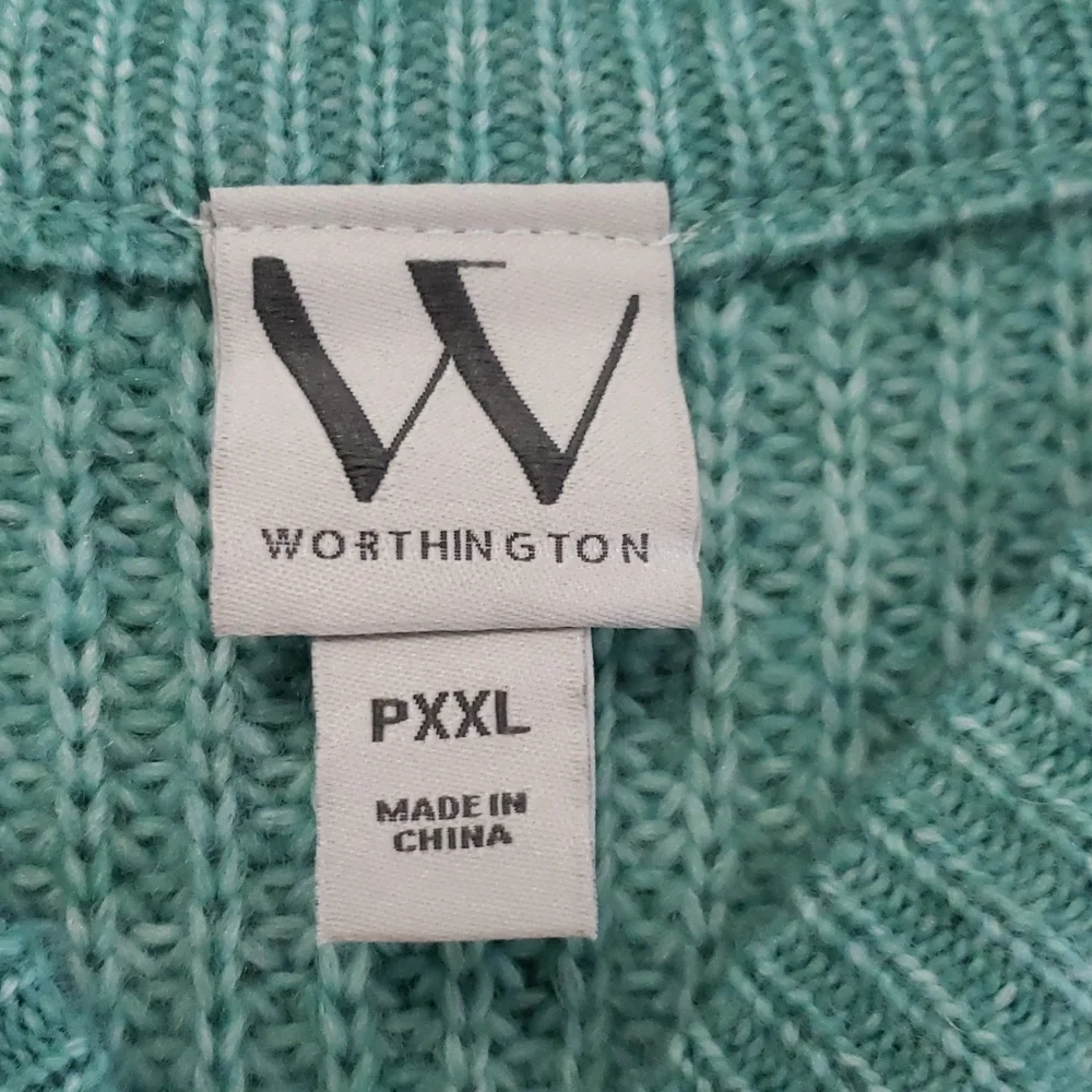 Slouchy Teal Knit Pullover‎ Sweater With Front Cut-outs Casual Unique Size XL